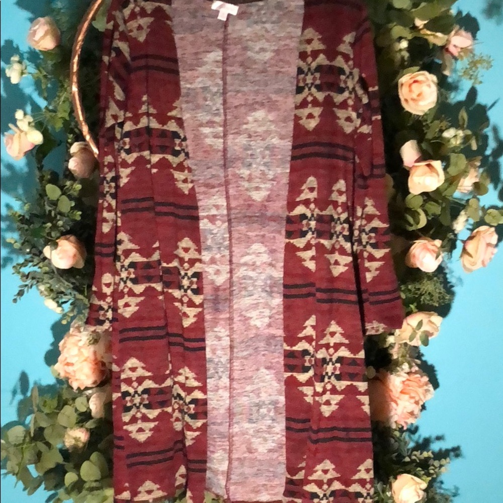 Long Burgundy Cardigan